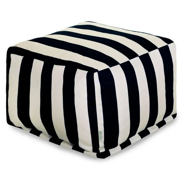 Majestic Home Goods Vertical Stripe Indoor / Outdoor Fabric Ottoman | Walmart (US)
