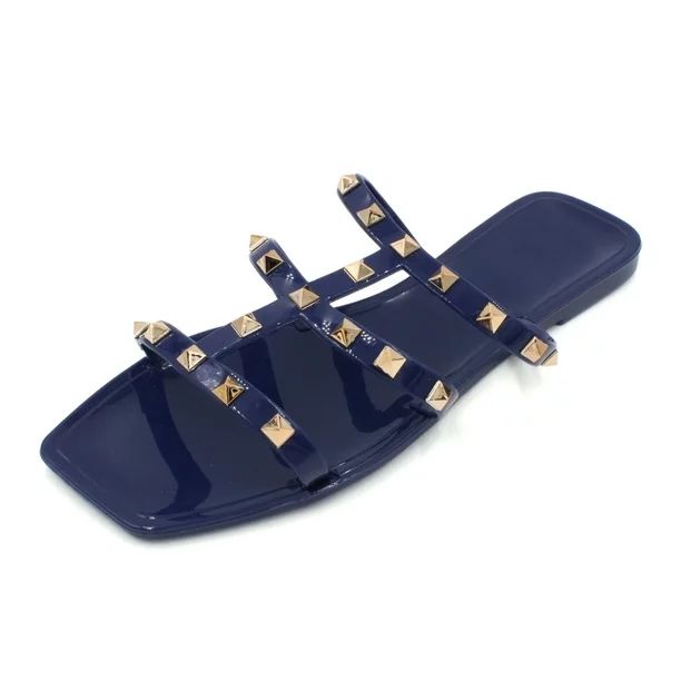 LAVRA Women's Jelly Studded Sandals Summer Flip Flop Gladiator Shoes - Walmart.com | Walmart (US)