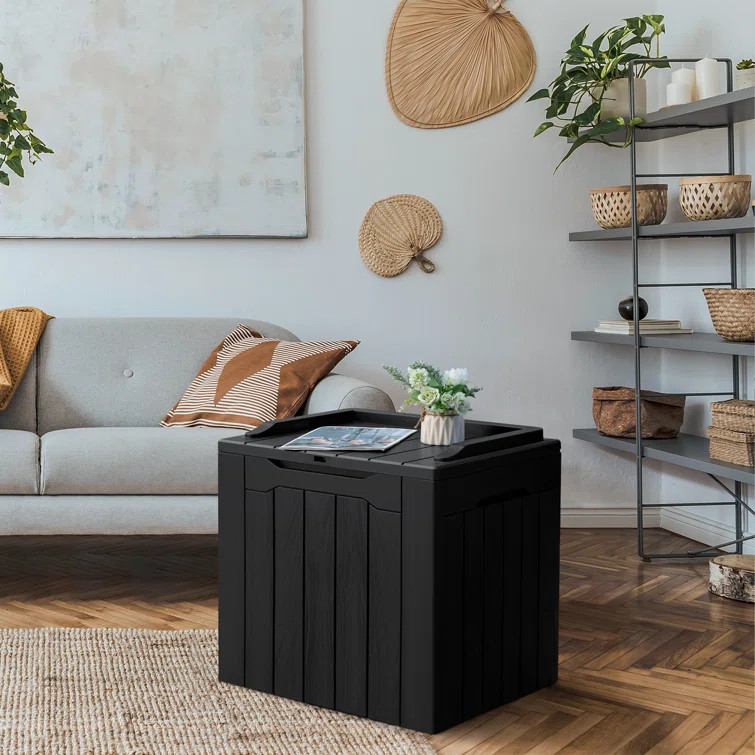 GUNJI 22.04'' W 28 Gallons Water Resistant Resin Lockable Deck Box | Wayfair North America