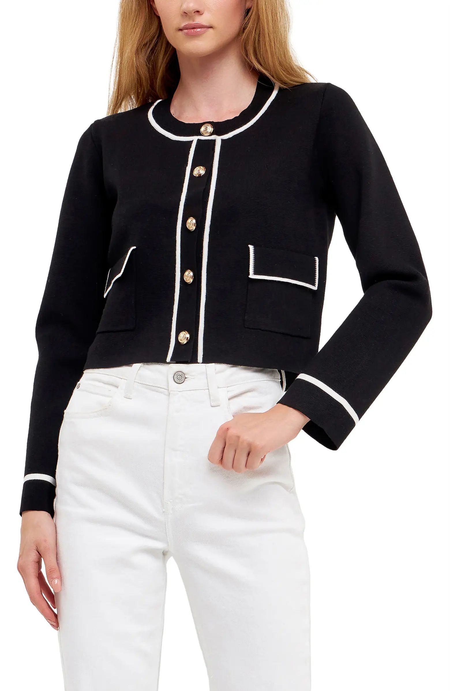 Contrast Detail Cardigan | Nordstrom