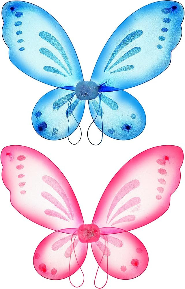 Sumind 2 Pieces Butterfly Fairy Wings Butterfly Wing Dress Up Birthday Party Favors Costume Acces... | Amazon (US)