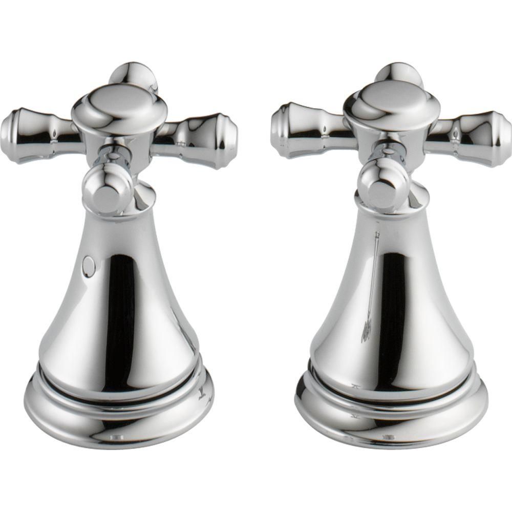 Pair of Cassidy Metal Cross Handles for Bathroom Faucet in Chrome | The Home Depot
