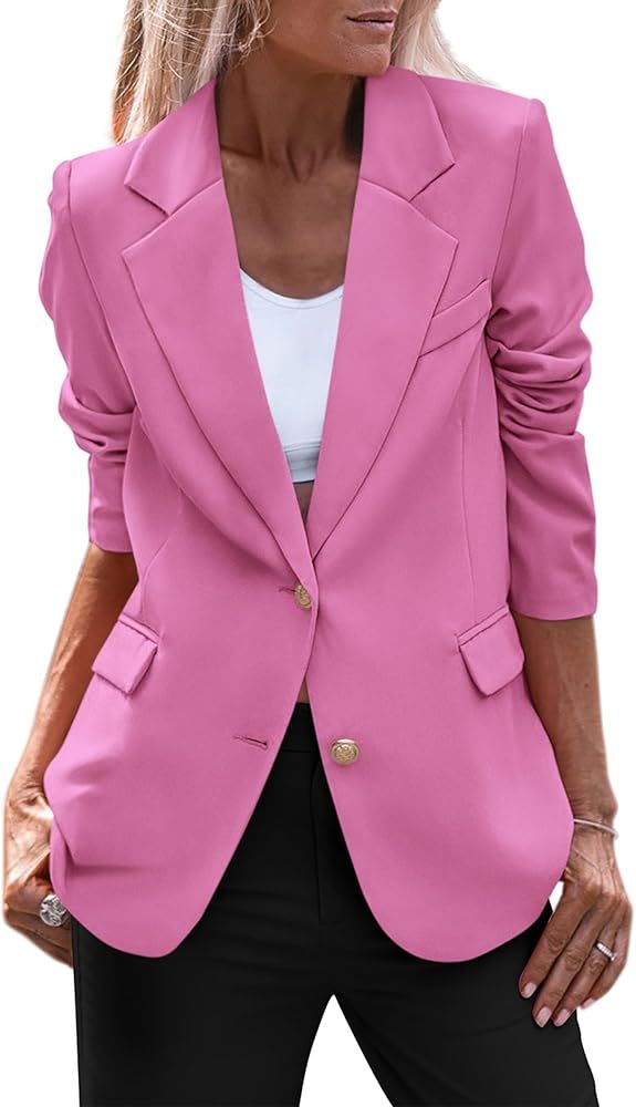 PRETTYGARDEN Women's 2024 Fall Business Casual Blazers Long Sleeve Notch Lapel Trendy Work Office... | Amazon (US)