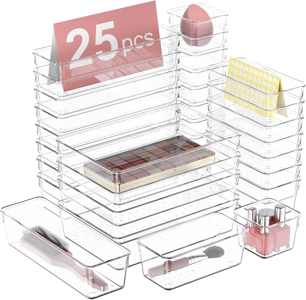 RETHONE 25 PCS Plastic Drawer Organizer Set, Clear Desk Drawer Organizers and Storage for Makeup ... | Amazon (CA)