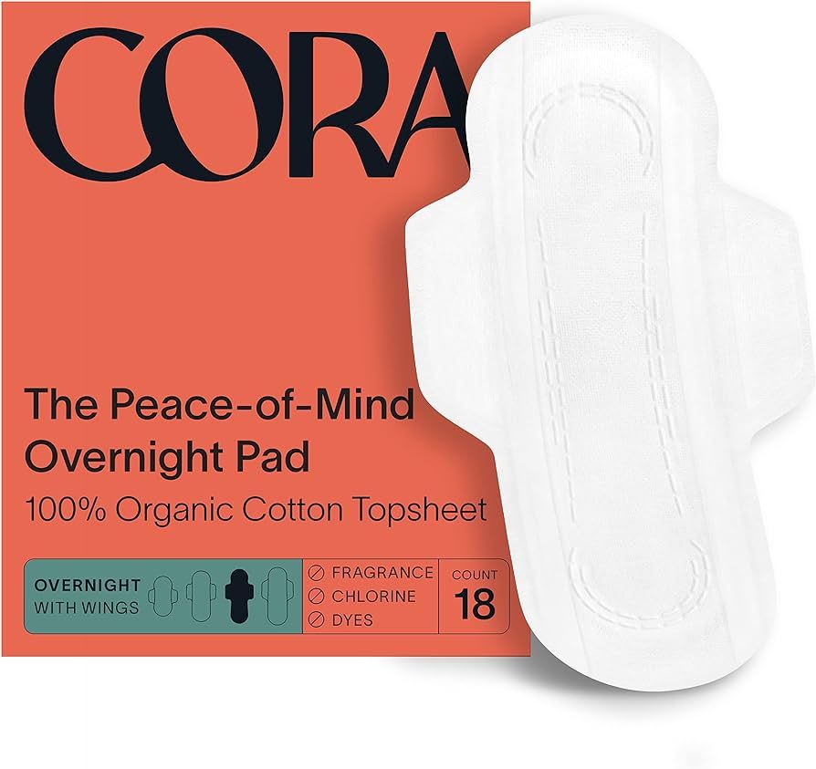 Cora Organic Pads | Ultra Thin Period Pads with Wings | Overnight Absorbency | Ultra-Absorbent Sa... | Amazon (US)