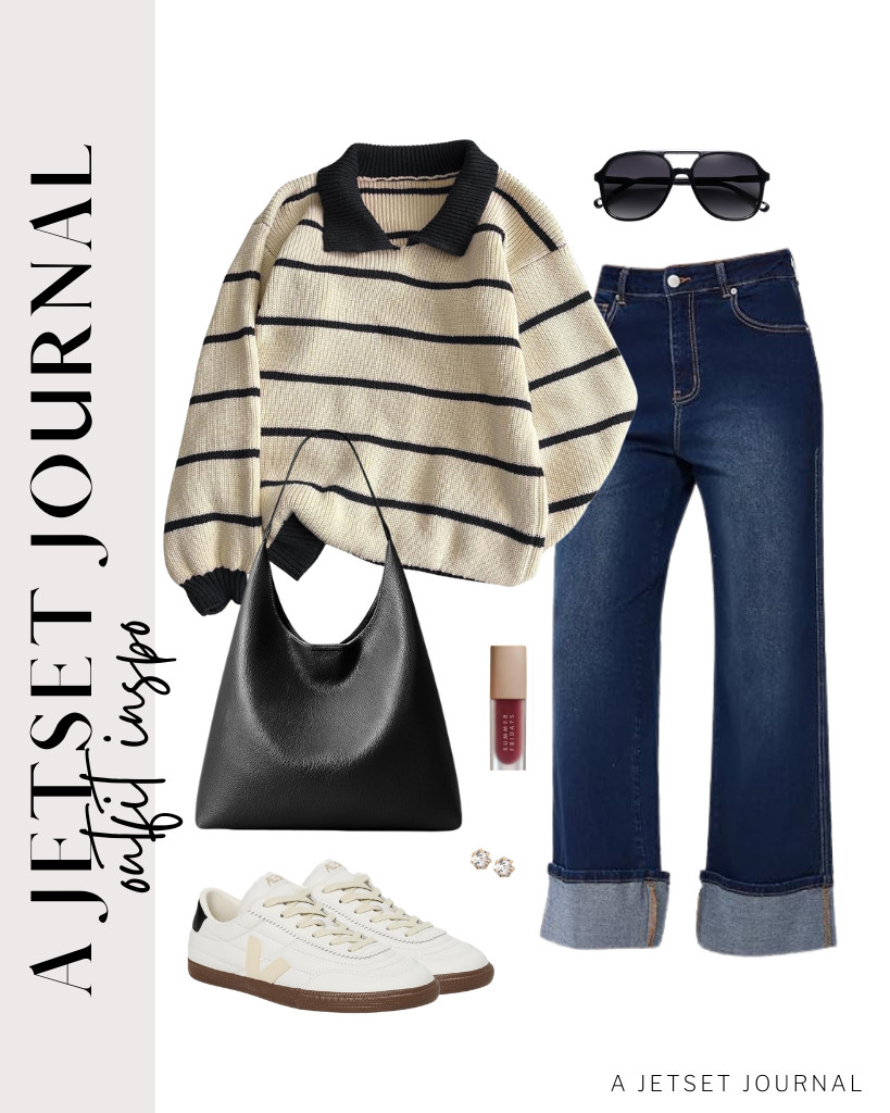 Khaki and black top? Yes, I find this quite charming! You can style this with jeans, a KALIDI slouchy hobo bag, and Veja sneakers. Don’t forget to add some stud earrings, too! 

 #LTKSeasonal #LTKSaleAlert #LTKTravel