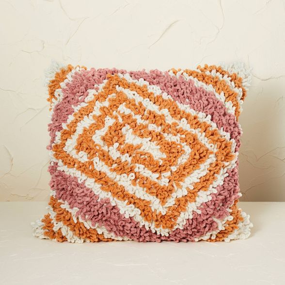 Tufted Shag Diamond Patterned Square Throw Pillow - Opalhouse™ designed with Jungalow™ | Target
