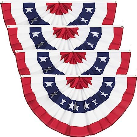 USA Pleated Fan Flag American US Bunting Flag Patriotic Half Fan Banner Flag with Canvas Header a... | Amazon (US)