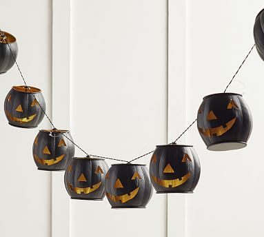 Metal ﻿﻿﻿Black Jack-O-Lantern String Lights | Pottery Barn (US)