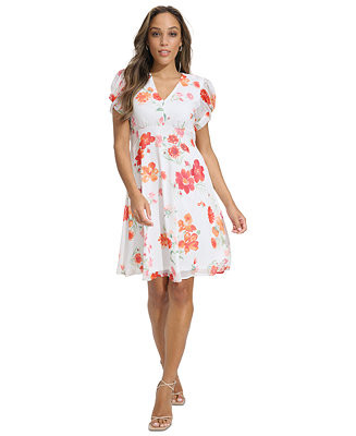 Calvin Klein Women's Printed Chiffon A-Line Dress - Macy's | Macy's