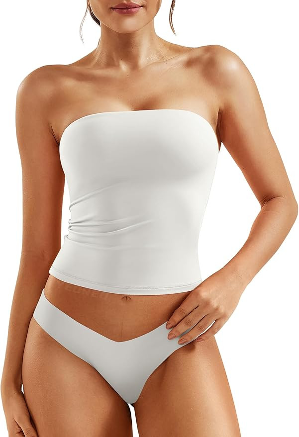 YEOREO Sophie Long Tube Tops for Women Double Lined Basic Top y2k Full Length Summer Sexy Braless... | Amazon (CA)