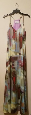 NWOT Anthropologie Nicole Miller Women's Watercolor Print Maxi Dress Green  sz 6 | eBay US