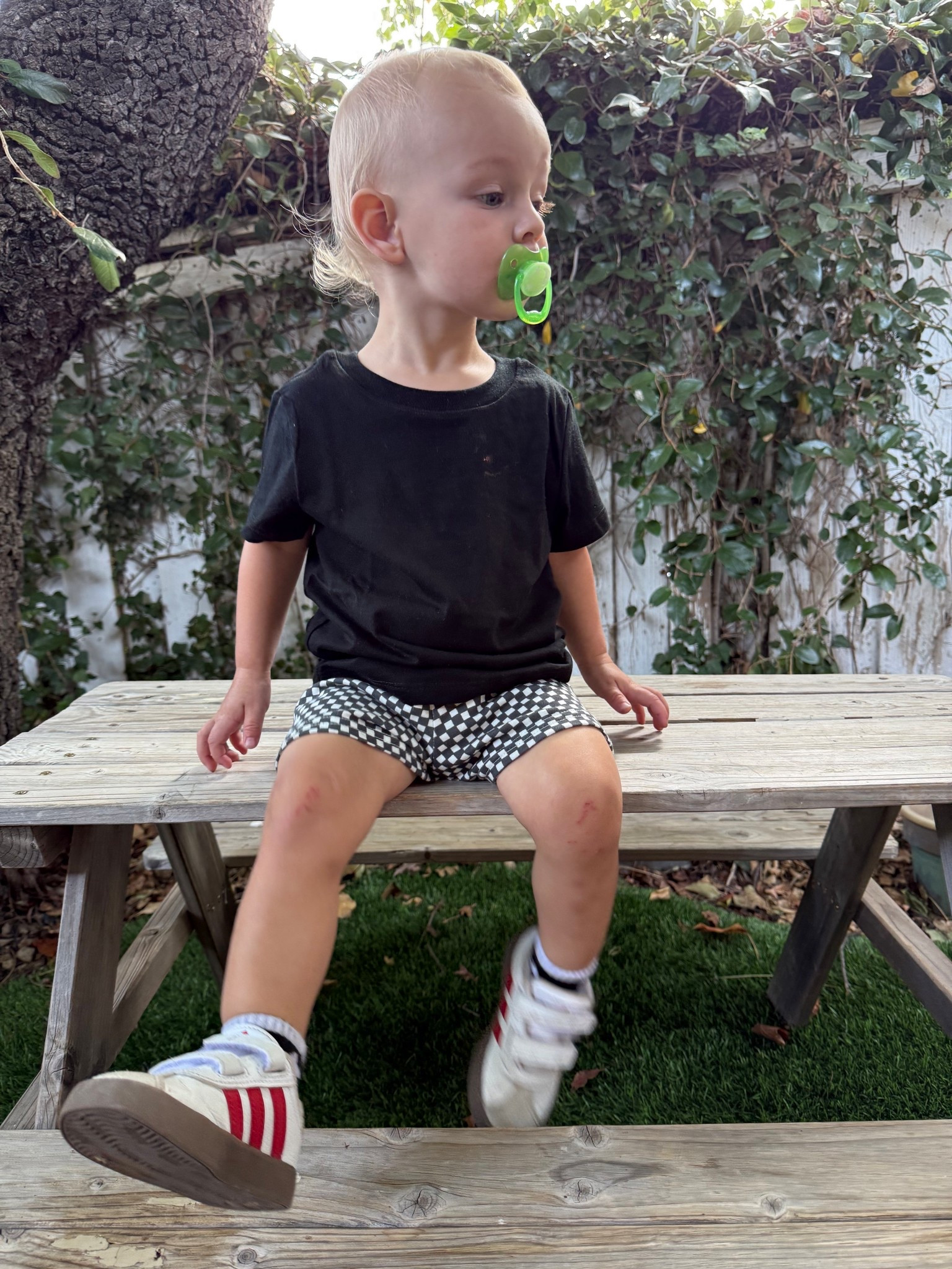 Classic + comfy 🖤🤍 Linked his exact checkered shorts + toddler sneakers in my LTK! #ToddlerOOTD #LTKkids #target #targetfinds 

#LTKFamily #LTKKids #LTKBaby