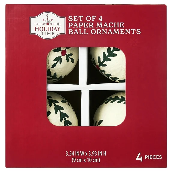 Multicolor Paper Mache Christmas Ornaments, 4", by Holiday Time | Walmart (US)
