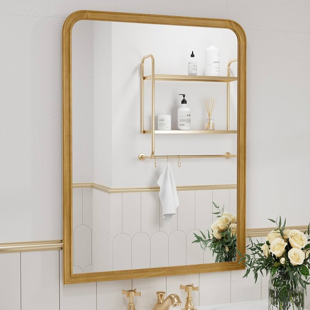 WallBeyond Farmhouse Bathroom Mirrors for Wall Mounted, 30" x 40" Rustic Wood Frame Wall Mirrors ... | Amazon (US)