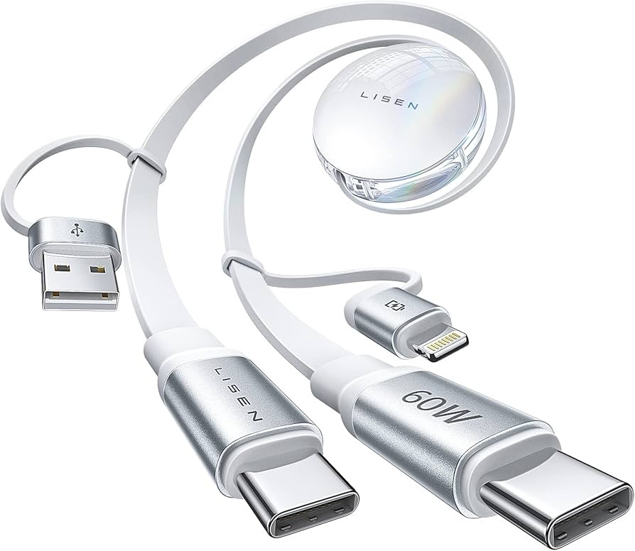 LISEN 60W Multi Charging Cable, Retractable USB C Cable 3.3FT, QC 3.0 Type C Cable Fast Charge Da... | Amazon (CA)