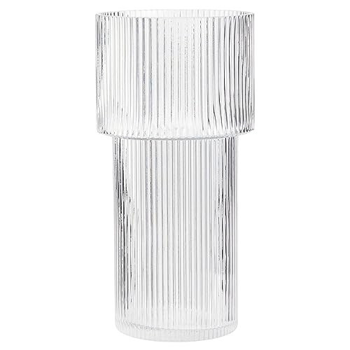 YANWE1 Large Glass Vase, 12 Inches Tall Vase for Flowers, Flower Vases for Bouquet, Modern Ribbed Glass Vases for Living Room, Dining Table, Office, Entryway, Mantle, Shelf, Wedding Gifts | Amazon (US)