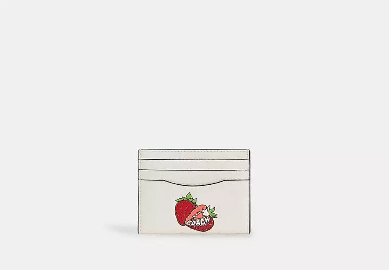 Slim Id Card Case With Strawberry Graphic | Coach Outlet US