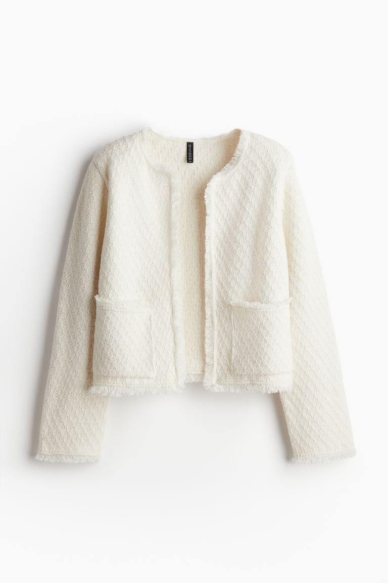 Frayed-edge Textured-knit Cardigan | H&M (US + CA)