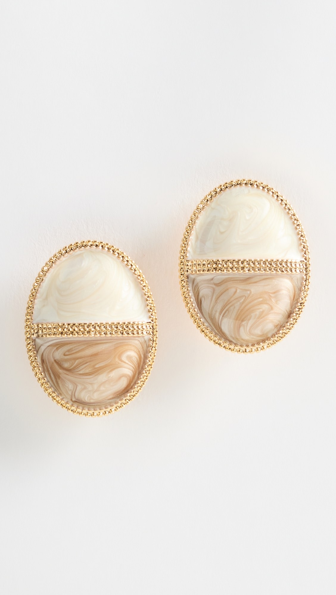 Colored Two-Tone Stone Oval Stud Earrings | Shopbop