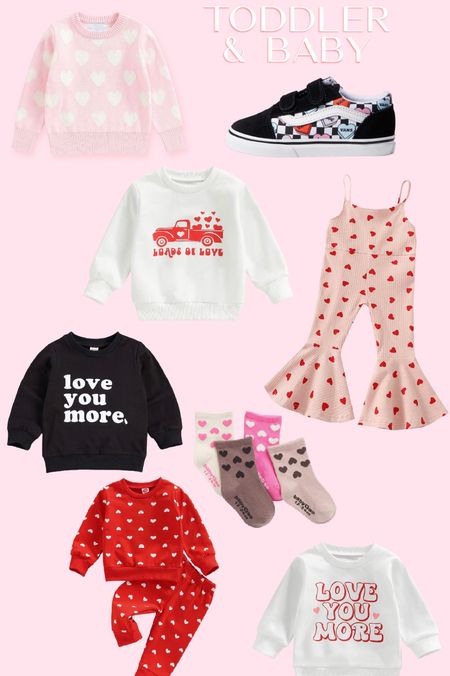 Toddler and baby Valentine’s Day | Valentine’s Day outfits | jeans | baby outfits | boy valentines outfits | valentines shoes | heart valentines vans | baby love you more | heart toddler jumpsuit | love day | Valentine’s Day 

#LTKSeasonal #LTKbaby #LTKGiftGuide