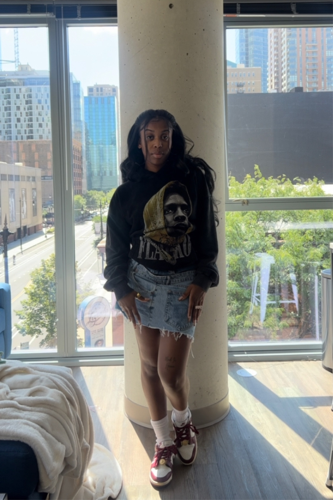 I made the skirt & the hoodie is from wavesnstr