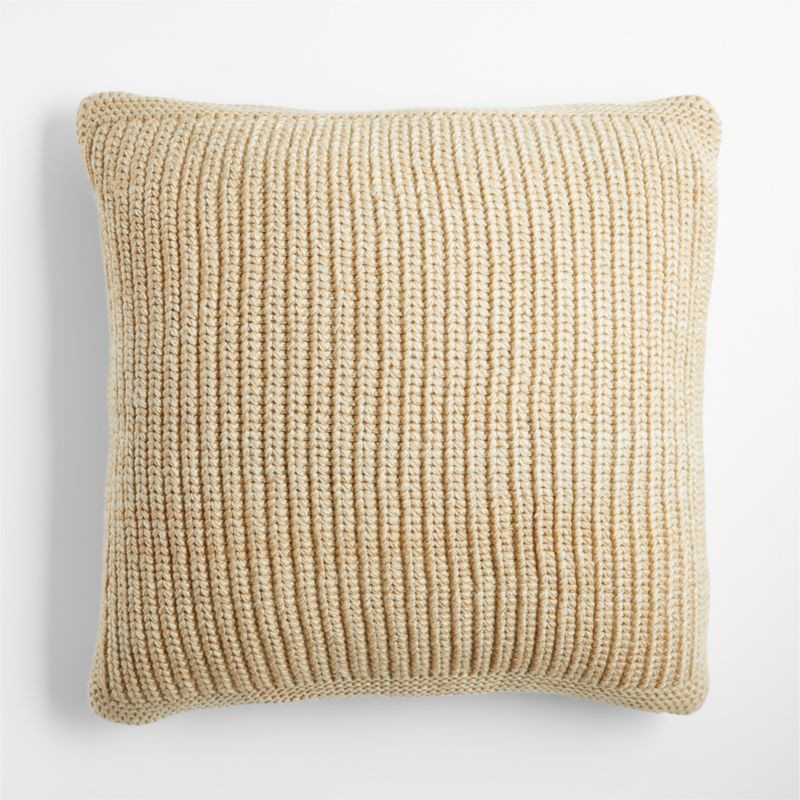 Ginger Beige Wool Blend 23''x23" Fisherman Knit Throw Pillow Cover + Reviews | Crate & Barrel | Crate & Barrel