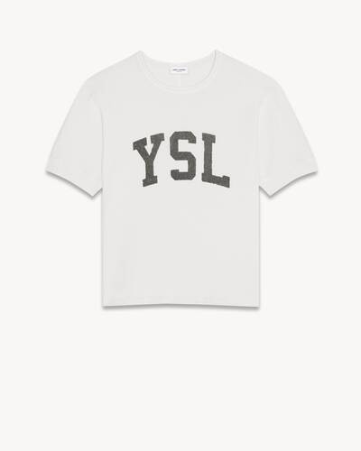 vintage t-shirt with YSL printed on the chest and YSL embroidery on sleeve. | Saint Laurent Inc. (Global)