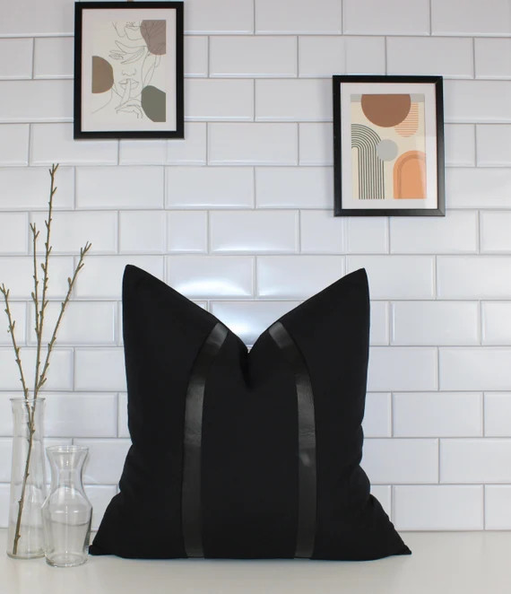 Adorable All in Black Pillow Cover Handwoven Pillow Cover - Etsy | Etsy (US)