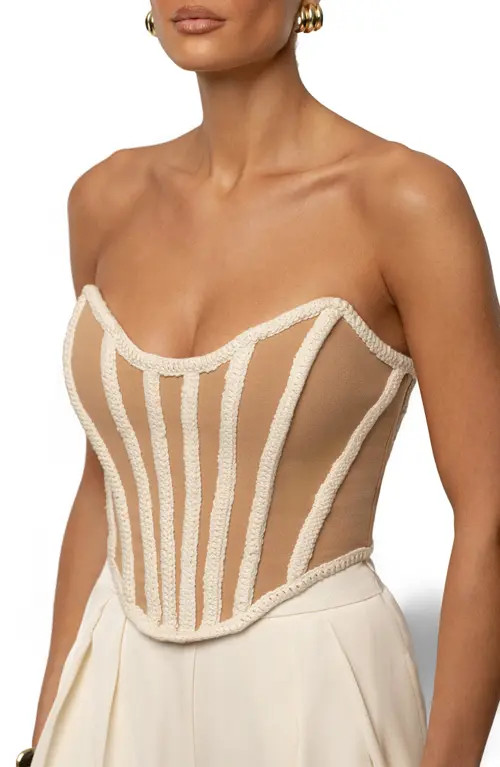 JLUXLABEL Cassis Braided Boning Lace-Up Corset Top in Ivory at Nordstrom, Size Medium | Nordstrom