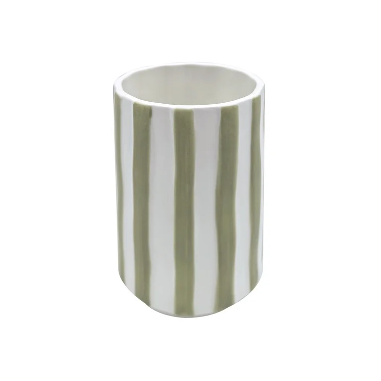 Mainstays Hand Painted Green Stripe Stoneware Toothbrush | Walmart (US)