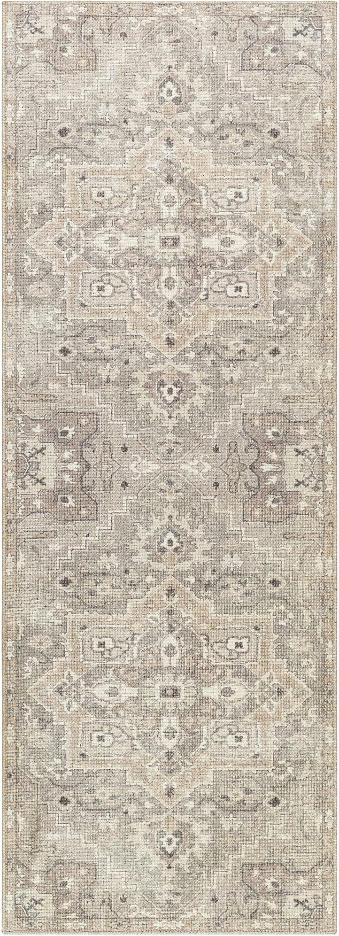 SURYA Becki Owens x Elle Medallion Area Rug , 2'7" x 7'3", Light Grey | Amazon (US)