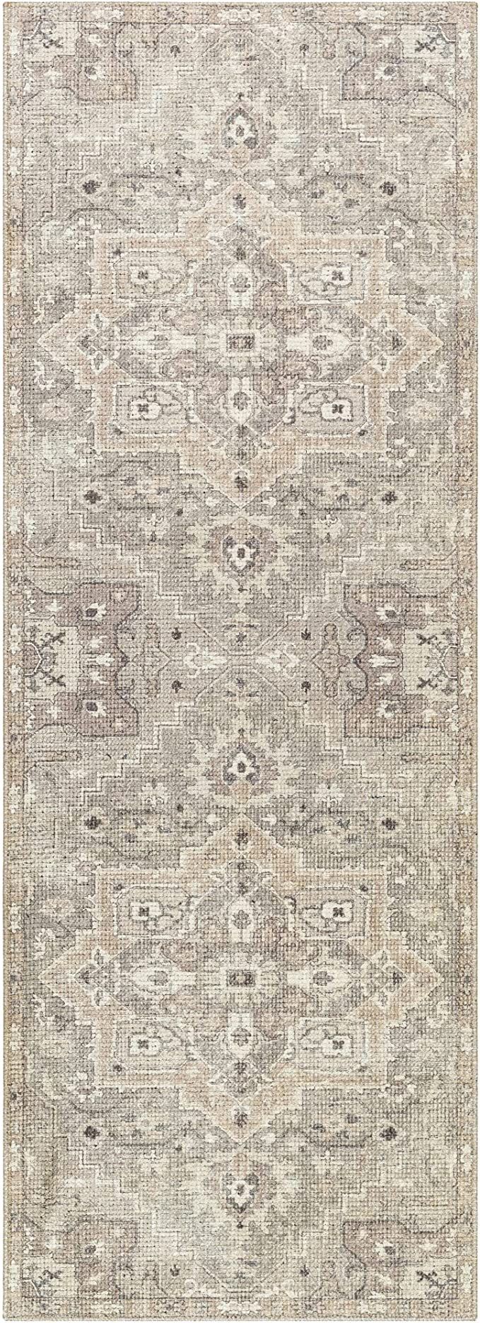 SURYA Becki Owens x Elle Medallion Area Rug , 2'7" x 7'3", Light Grey | Amazon (US)