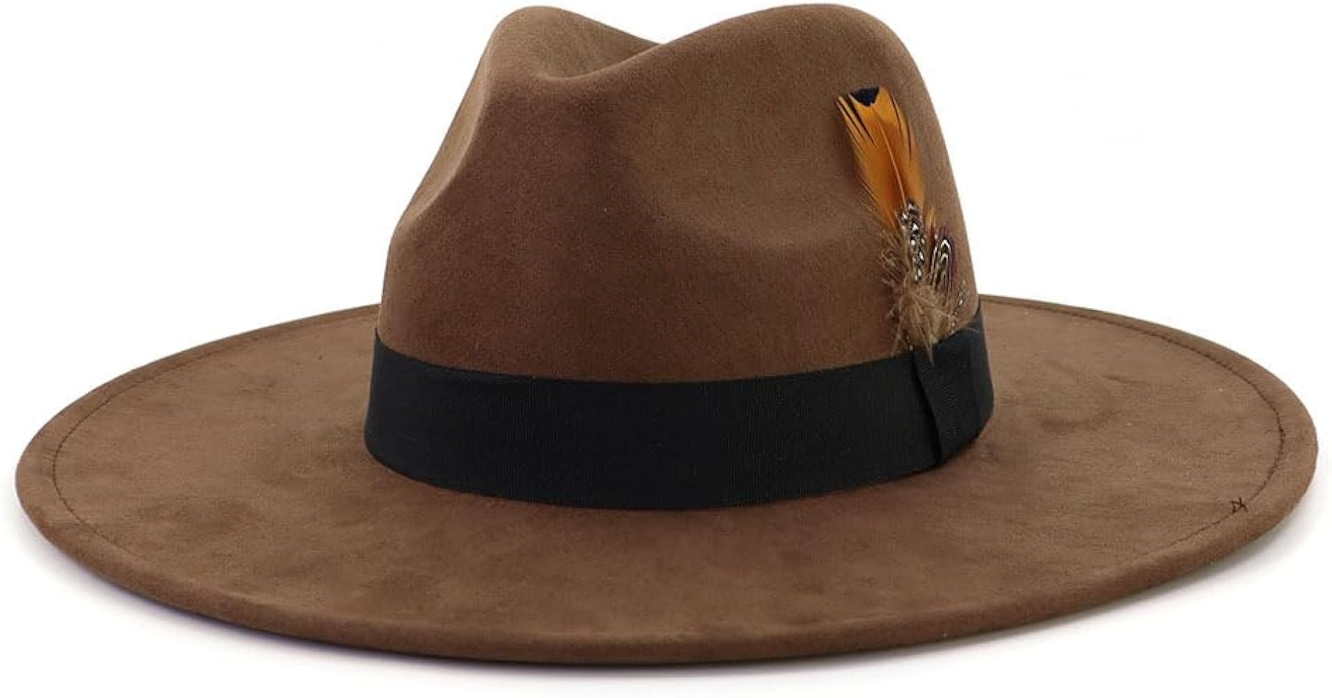 LIDHAY Big Wide Brim Fedora Hats for Women Men Western Suede Hat Panama Hat Outdoor Hats | Amazon (US)