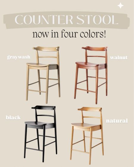Counter stool from Target now available in four colors! Walnut, Natural, Black, and Gray. I believe the graywash and walnut are new! 😍

#counterstool #stool #kitchenstools #target #newattarget #targethome #targetfind #affordable #budgetfriendly 

#LTKSummerSales #LTKHome #LTKSeasonal