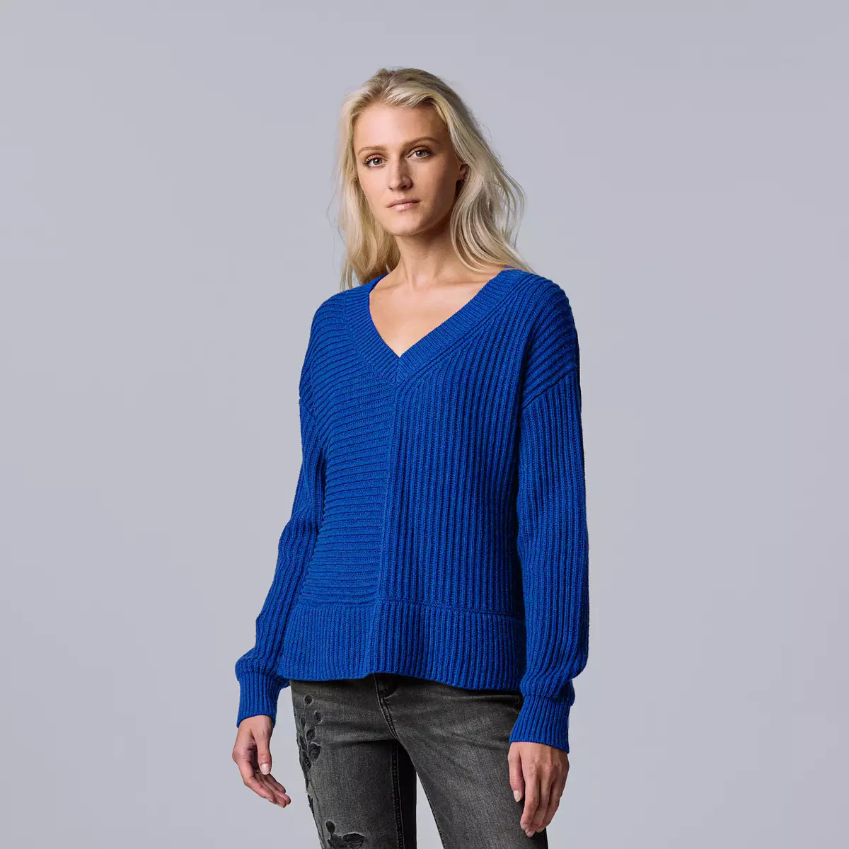 Women's Simply Vera Vera Wang V-Neck Ribbed Sweater | Kohl's