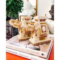 Chinoiserie Elephant Bookends, Two-Toned Ceramic Elephants, Oriental Bohemian Decor, Chic Decor | Etsy (US)