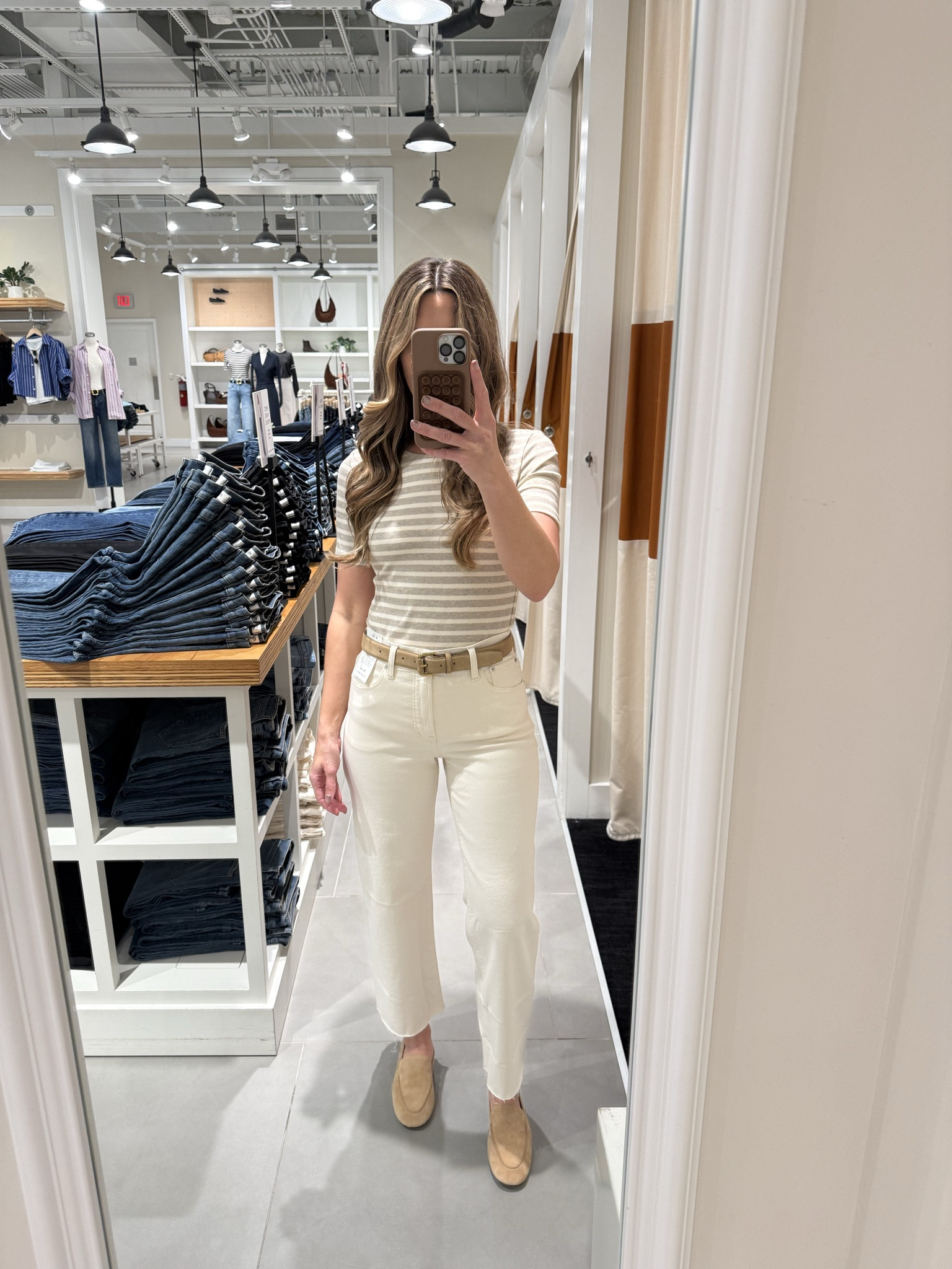 Feels like Pam beach chic or yacht chic to me @Madewell 
Tee medium
Jeans 26
Loafers 8
Belt xs

#LTKSeasonal #LTKOver40