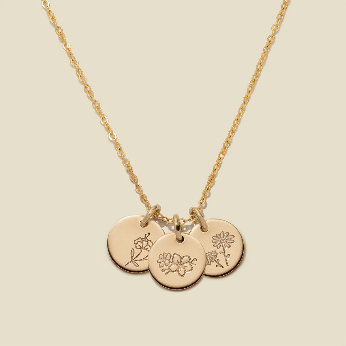 Birth Flower Stacker Necklace | 3/8" Disc | Made by Mary (US)