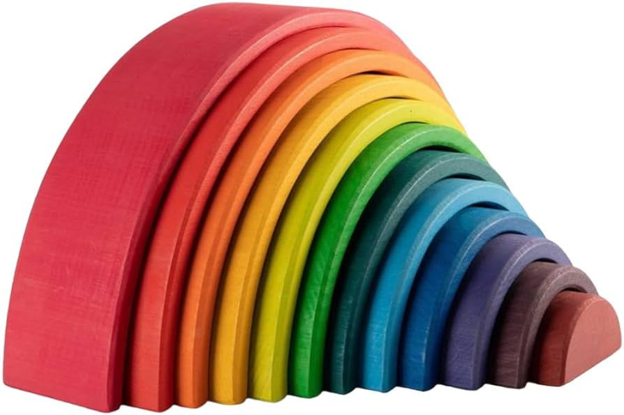 Peak & Rainbow Stacking Toy, Wooden Stacker, 12 Pieces, Grimms Rainbow Inspired Blocks, Montessor... | Amazon (US)