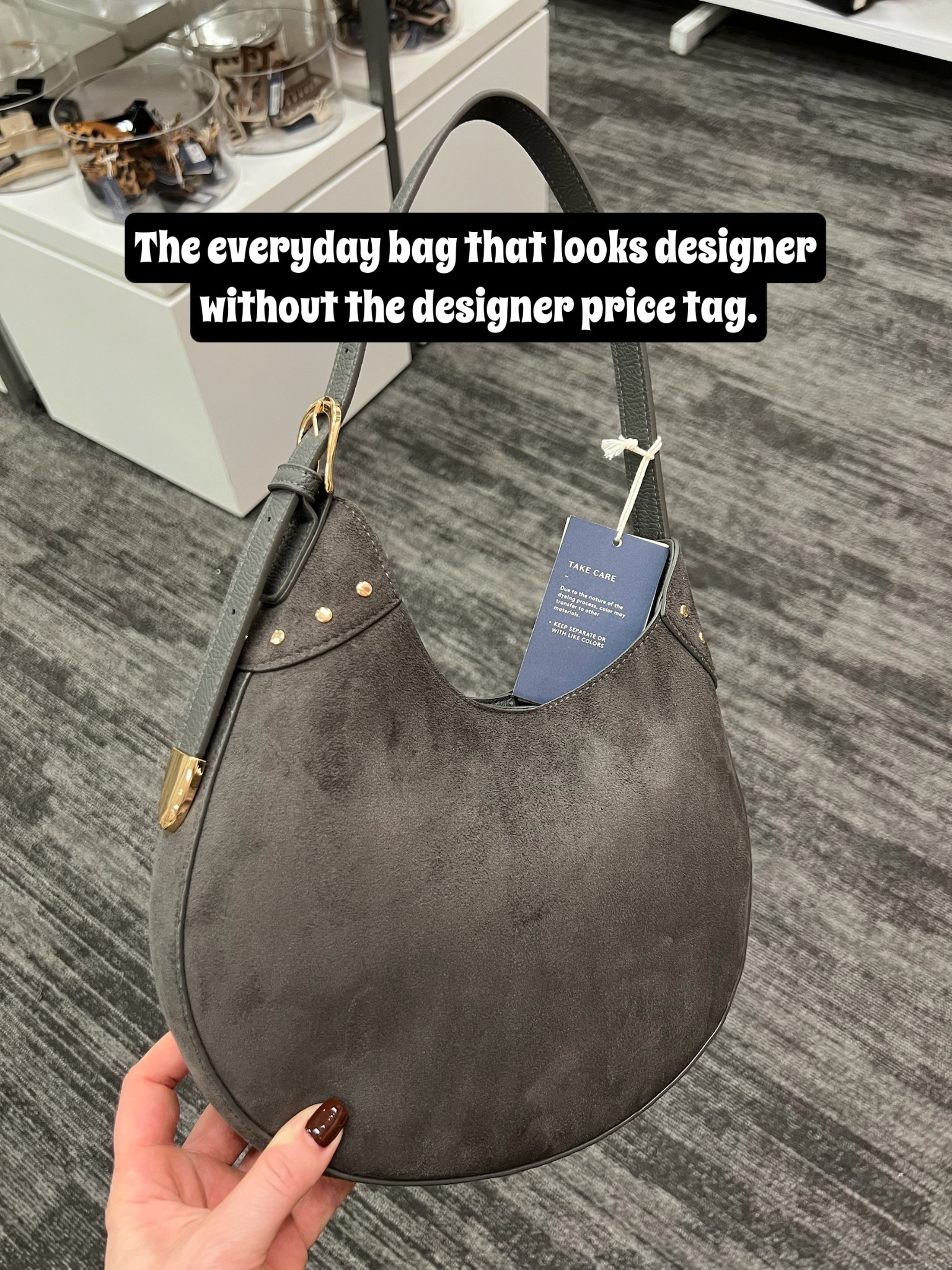 Comes in three colors. The suede and the details are beautiful. 

#LTKItBag #LTKFindsUnder50 #LTKStyleTip