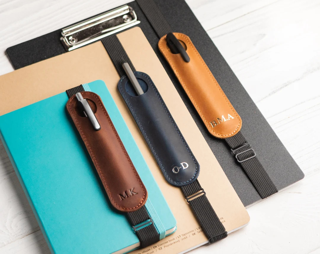 Personalized Pen Holder for Notebook, Leather Single Pen Pouch, Journal Pen Holder, Pen Sleeve, P... | Etsy (US)