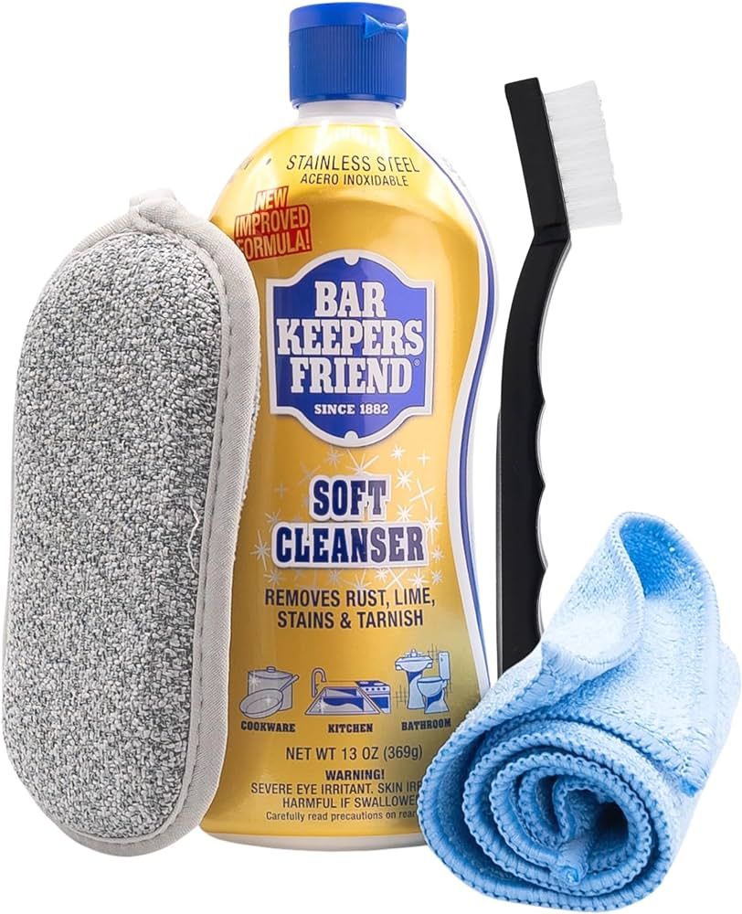 Bar Keepers Friend Soft Cleanser Liquid Cleaning Kit - 13oz Stainless Steel Cleaner for Cleaning ... | Amazon (US)