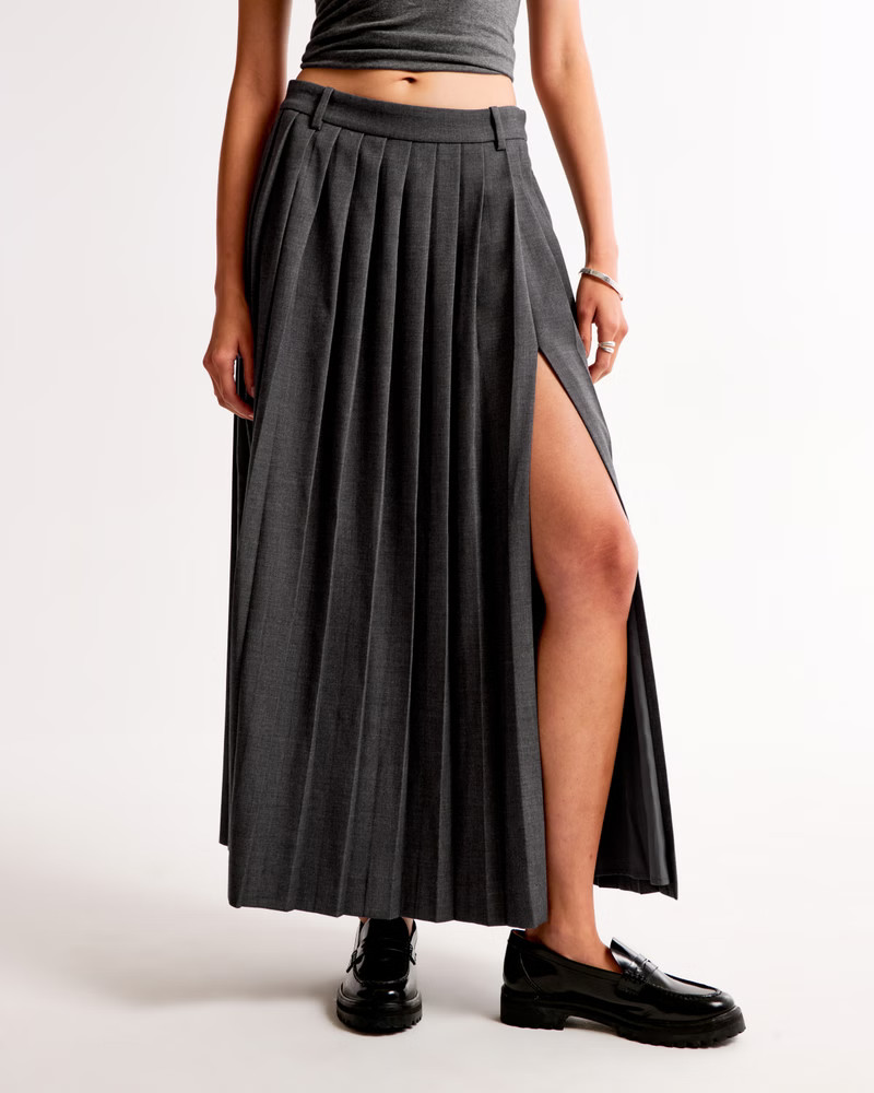 Mid Rise Pleated Maxi Skirt | Abercrombie & Fitch (US)