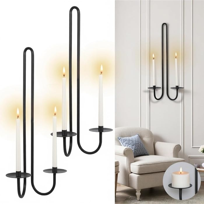 Wall Sconce Candle Holder Metal Hanging Wall Decorations for Home,Living Room, Bathroom, Dining R... | Amazon (US)