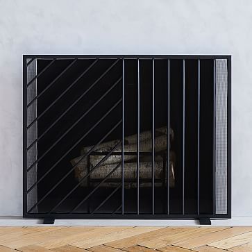 Parallel Lines Fireplace Screen | West Elm (US)