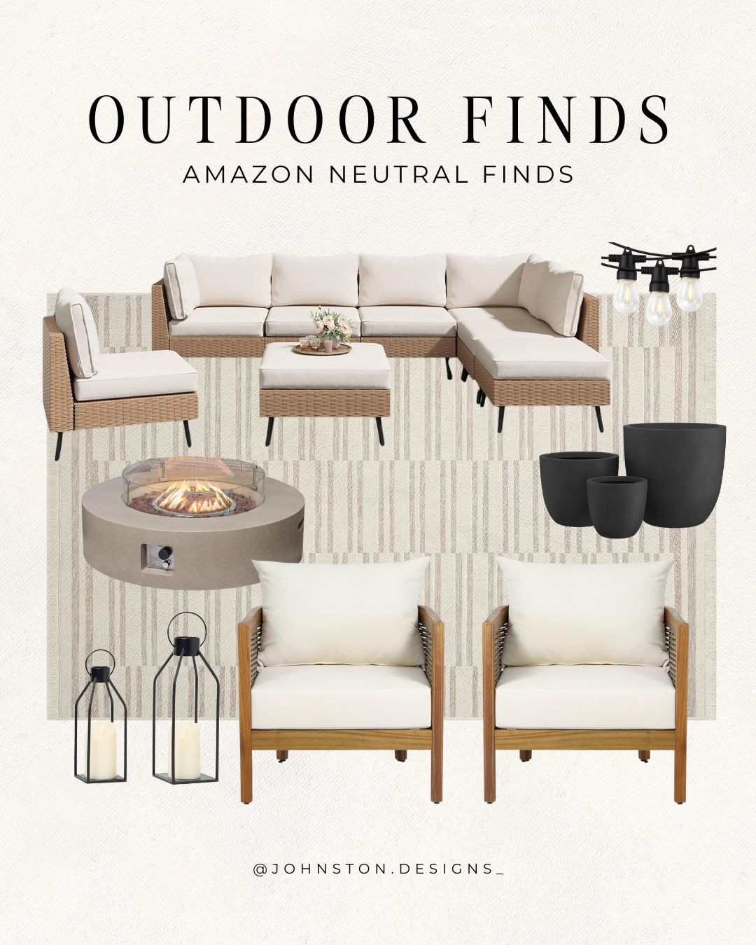 Outdoor upgrades made easy. ☀️ Amazon neutral patio pieces that create a cozy, designer-inspired backyard.

Amazon patio furniture, outdoor seating, backyard setup, neutral decor, wicker sectional, fire pit table, outdoor rug, string lights, planter pots, lantern candles, patio refresh, entertaining space, affordable home, amazon finds. 

 #LTKSeasonal #LTKHome