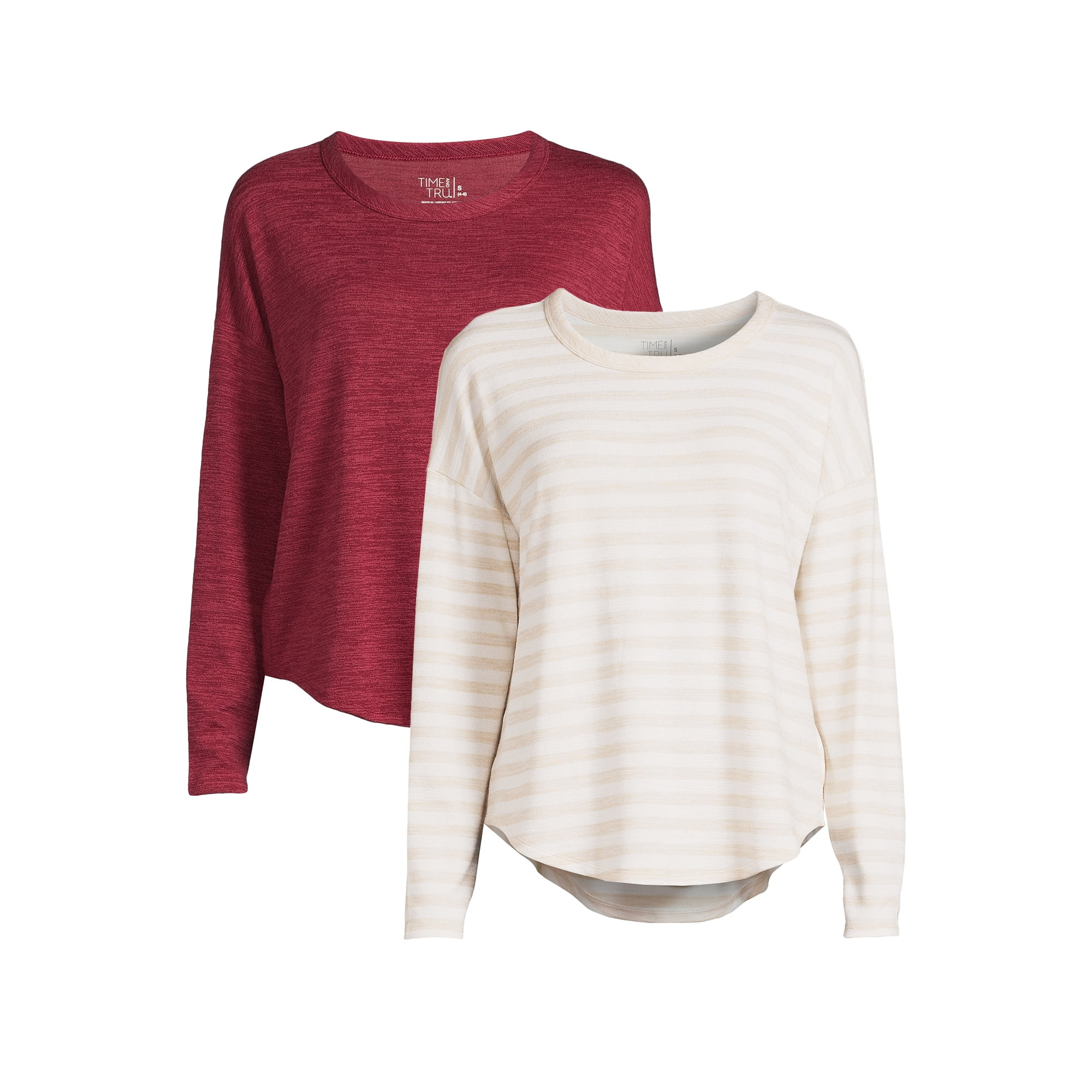 Time and Tru Women's Long Sleeve Hacci Top (2 Pack) | Walmart (US)