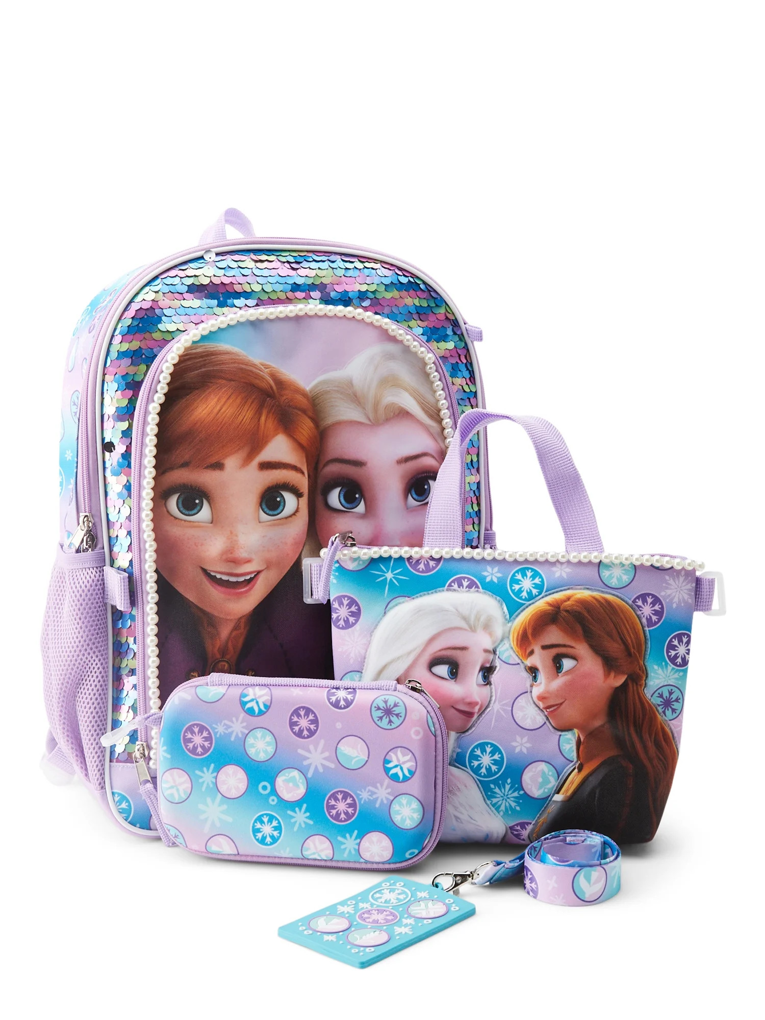 Disney Frozen Girl's 4-Piece Backpack with Lunch Bag Set - Lavender | Walmart (US)