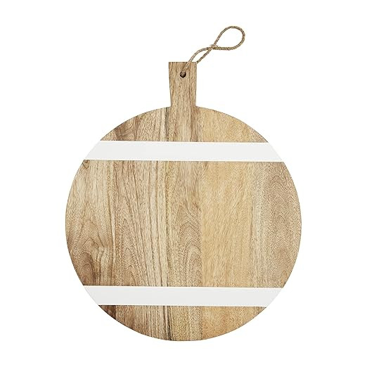 Mud Pie White/Wood Stripe Lazy Susan, 19" x 16" | Amazon (US)